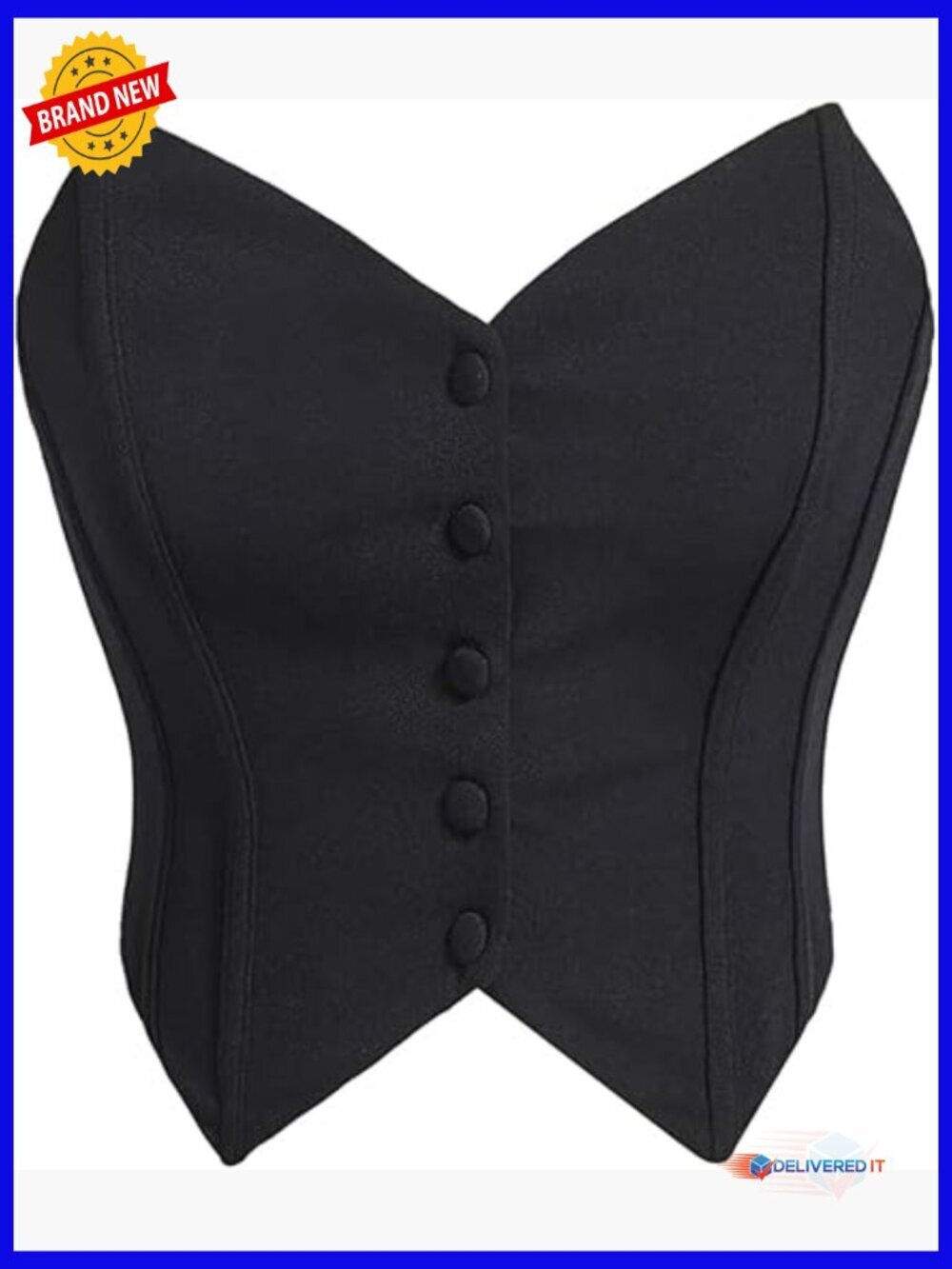 Button Front Bustier Corset Top Strapless Crop Tube Tops